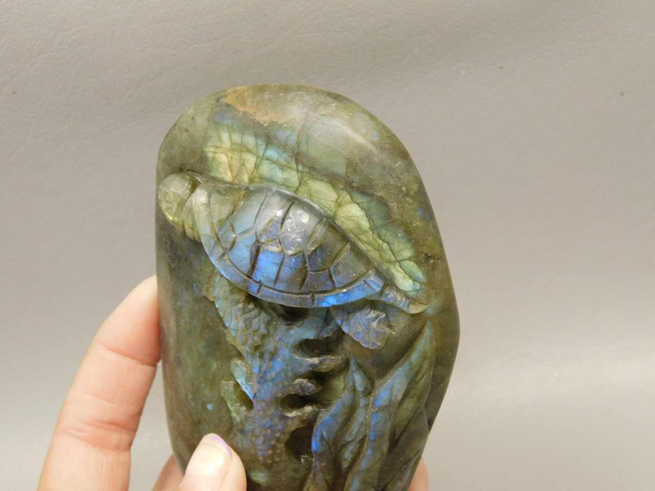 Sea Turtle Figurine Labradorite Carved 4.1 inch Gemstone Carving #O271