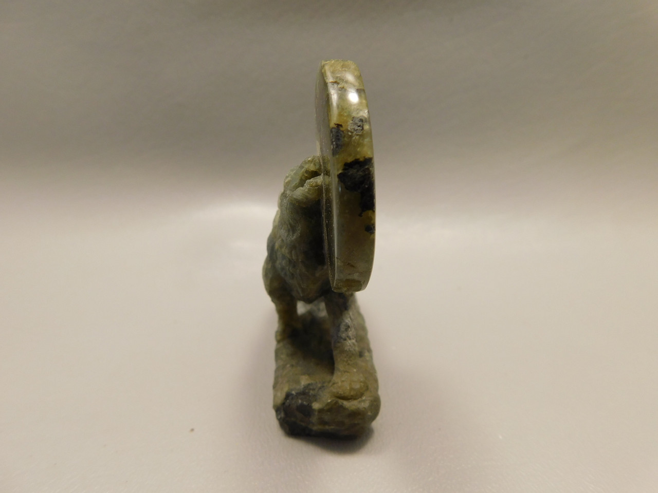 Howling Wolf Moon Figurine Labradorite 3.25 inch Coyote Carving #O01