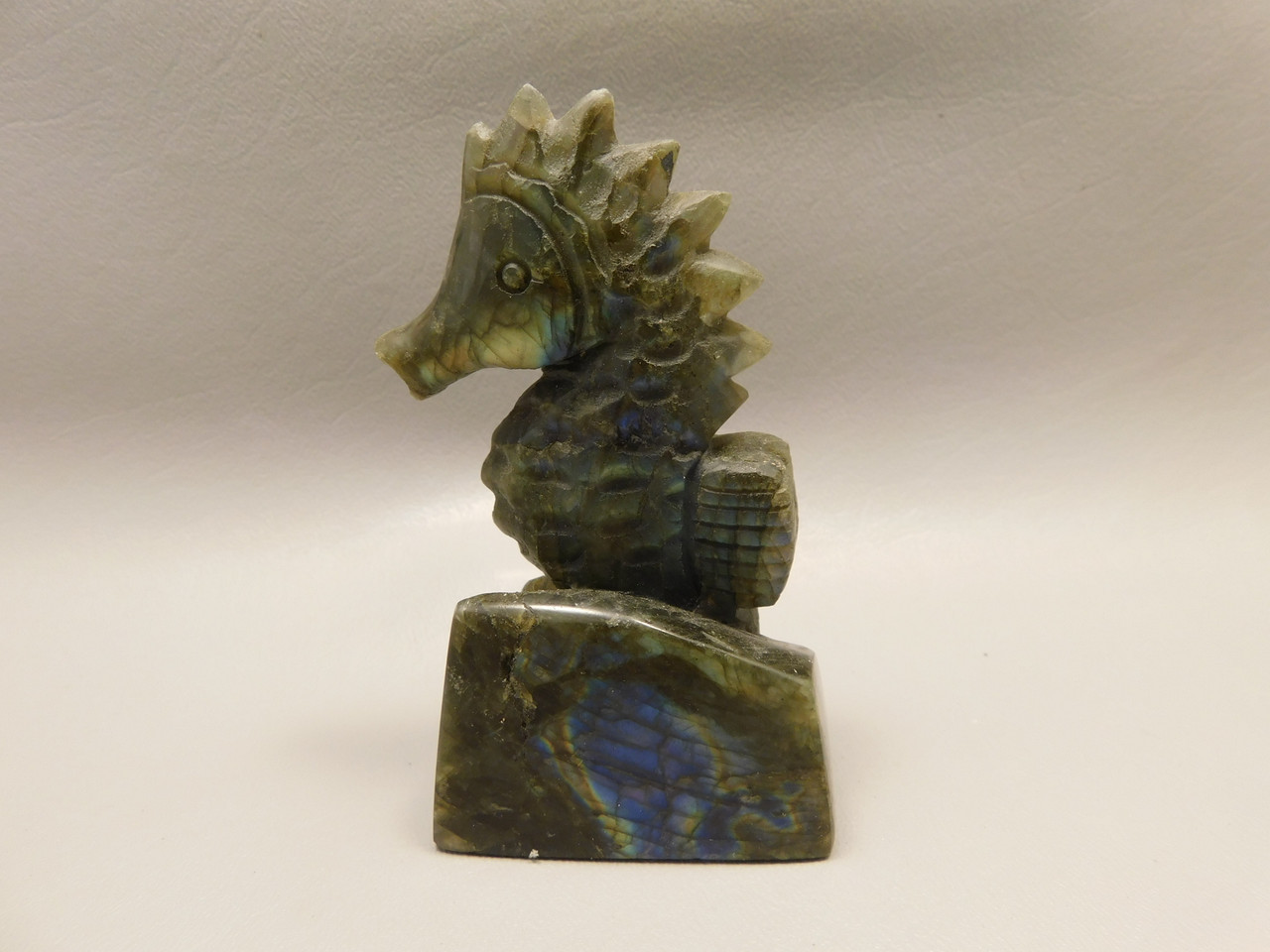 Seahorse Figurine Labradorite Gemstone Animal 3.85 inch Carving #O217