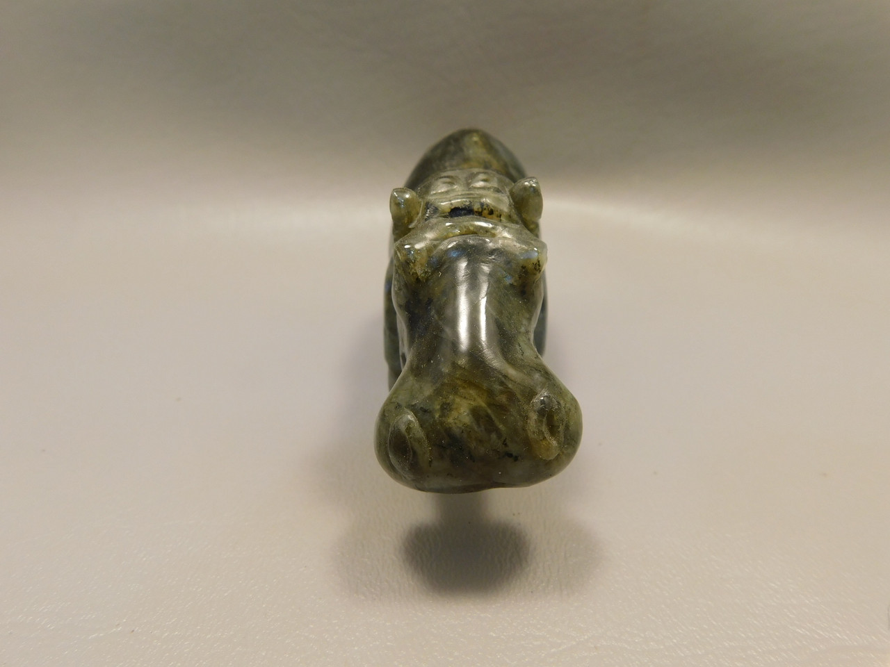 Hippopotamus Figurine Labradorite Hand Carved 3.9 inch Stone Animal #O99