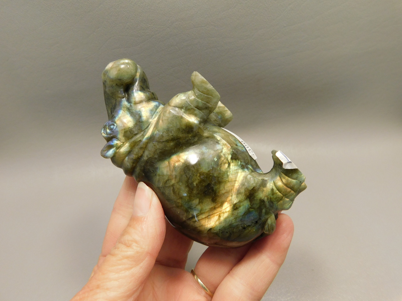 Hippopotamus Figurine Labradorite Hand Carved 3.9 inch Stone Animal #O99