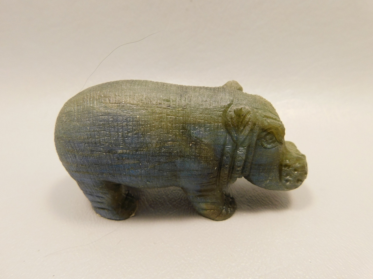 Hippopotamus Figurine Labradorite Carved 3 inch Stone Animal #O2