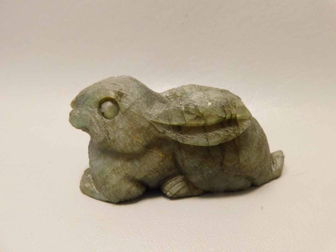 Rabbit Labradorite 3.2 inch Easter Bunny Animal Carving #O364