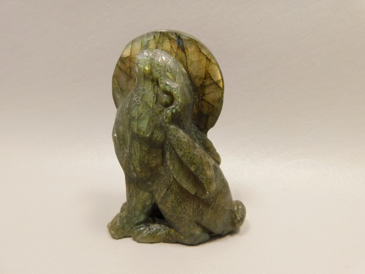 Rabbit Labradorite 2.9 inch Easter Bunny Animal Carving #O255