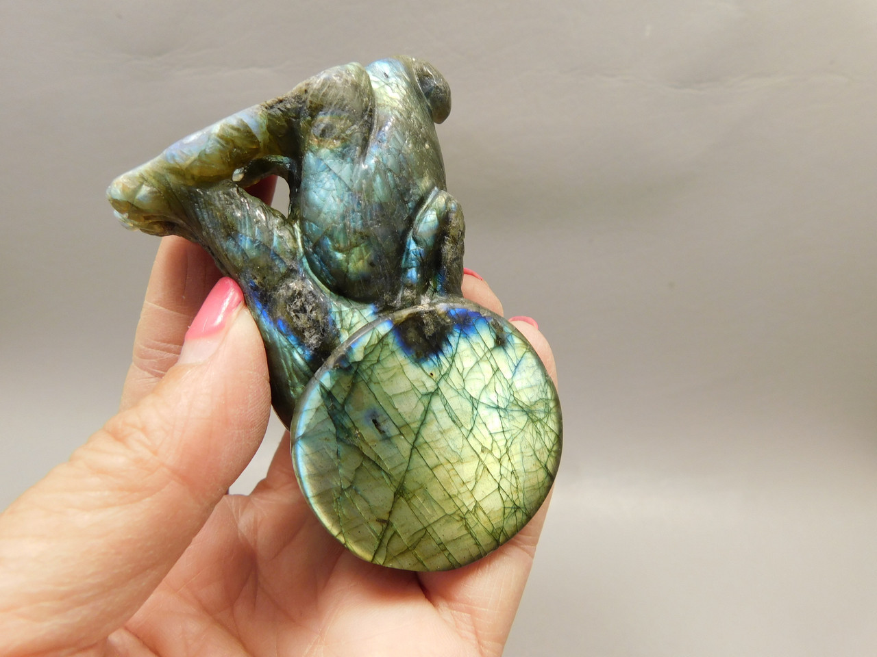 Rabbit Labradorite 2.9 inch Easter Bunny Animal Carving #O255
