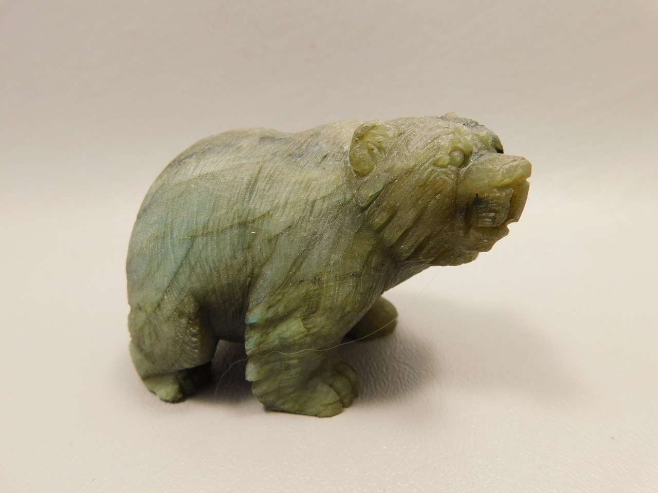 Bear Labradorite 2.9 inch Animal Stone Carving Figurine #O38