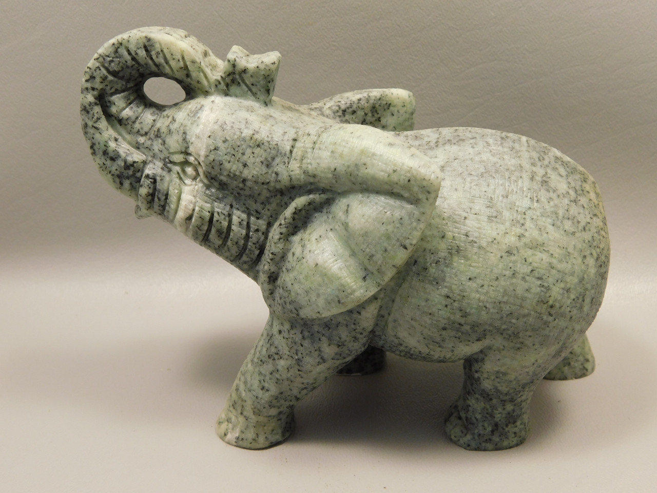 Elephant Figurine Sesame Jasper 6 inch Stone Animal Carving #O199