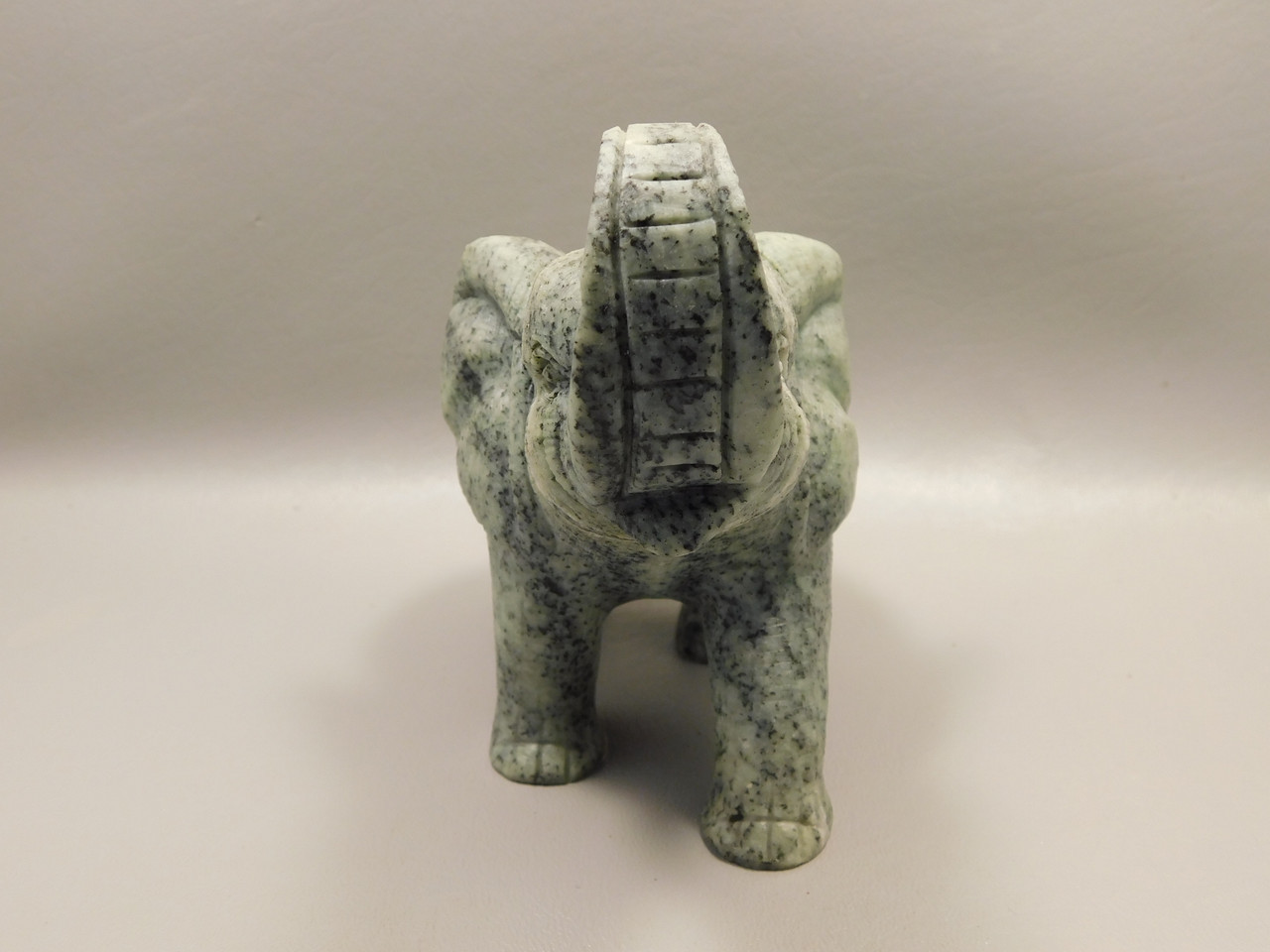 Elephant Figurine Sesame Jasper 6 inch Stone Animal Carving #O199