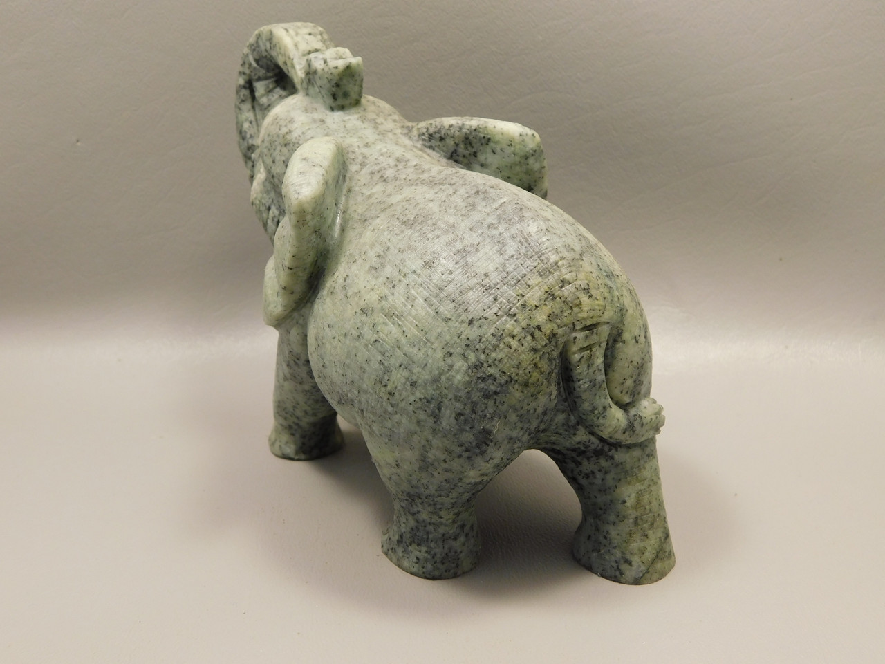 Elephant Figurine Sesame Jasper 6 inch Stone Animal Carving #O199