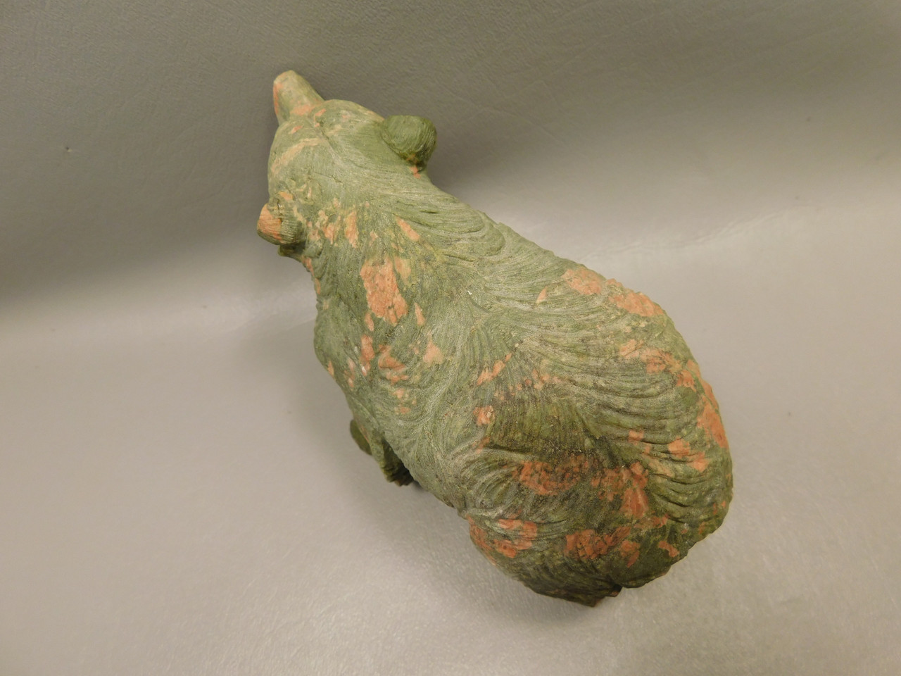 Bear Figurine Gemstone Animal Carving Green Unakite 5.75 inch #O1