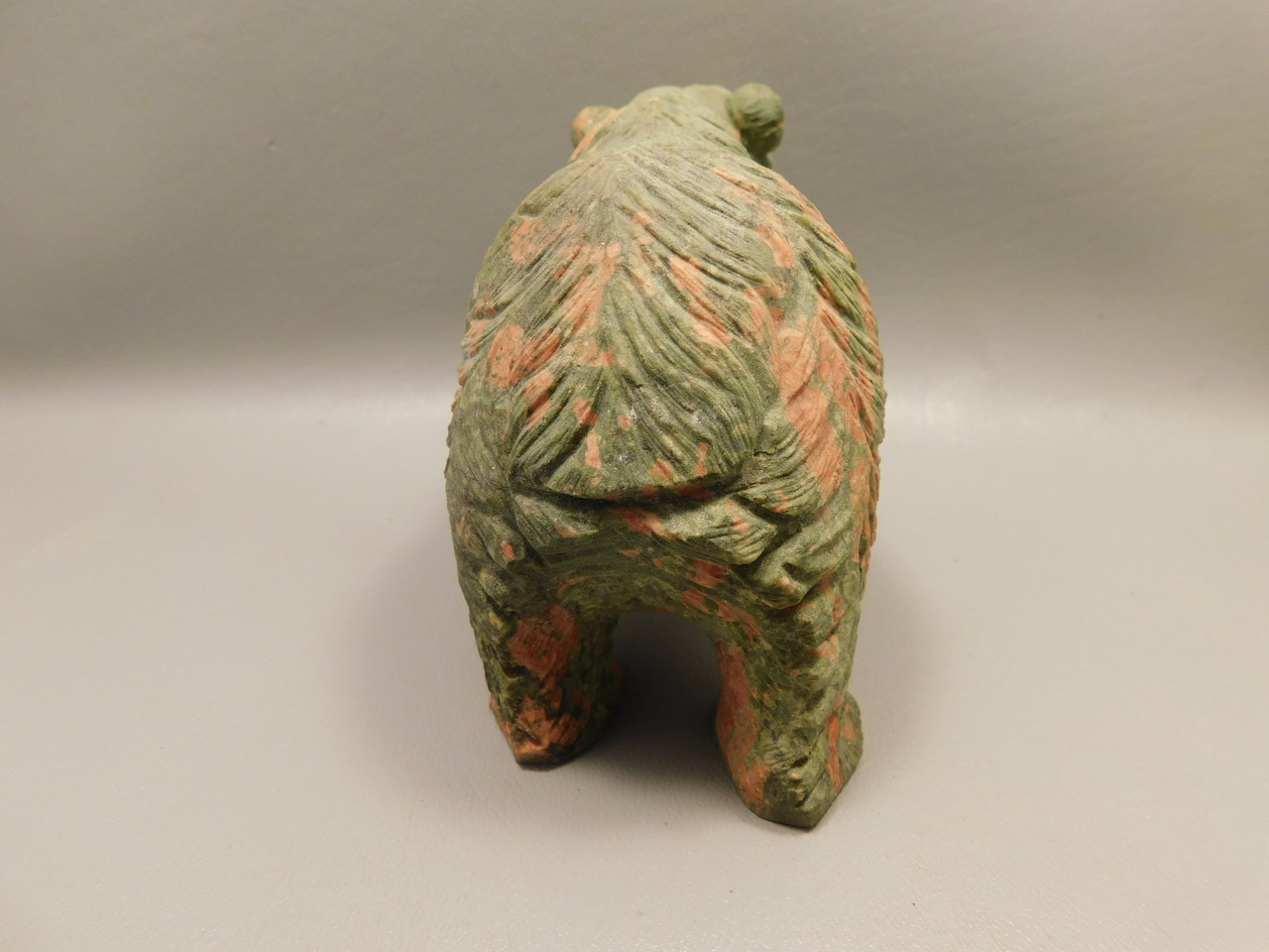 Bear Figurine Gemstone Animal Carving Green Unakite 5.75 inch #O1