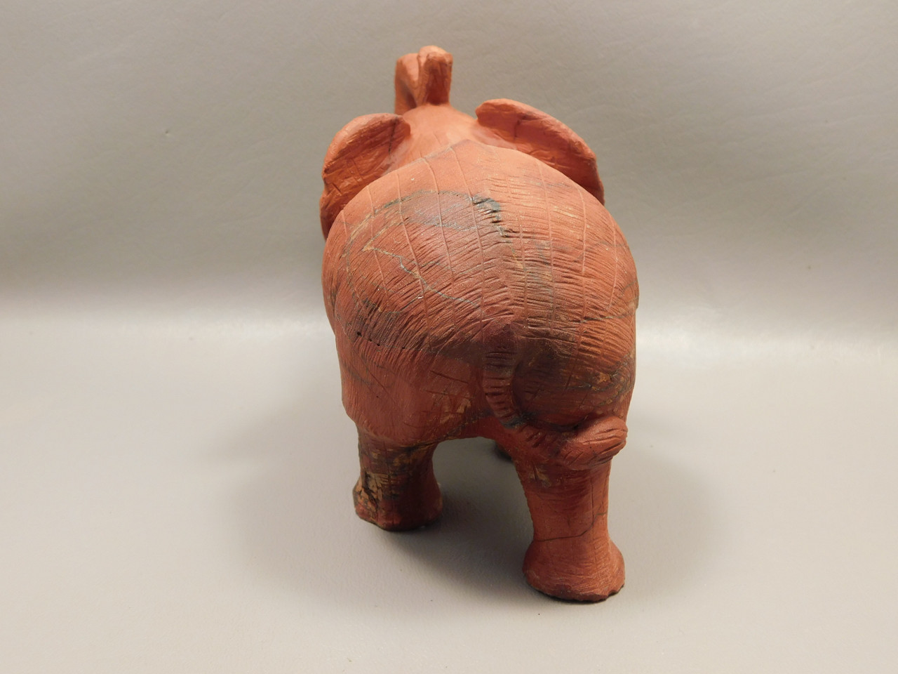 Elephant Figurine Red Jasper 6 inch Stone Animal Carving #O20