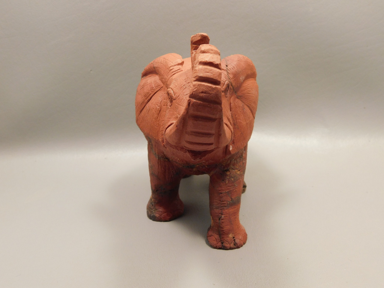 Elephant Figurine Red Jasper 6 inch Stone Animal Carving #O20
