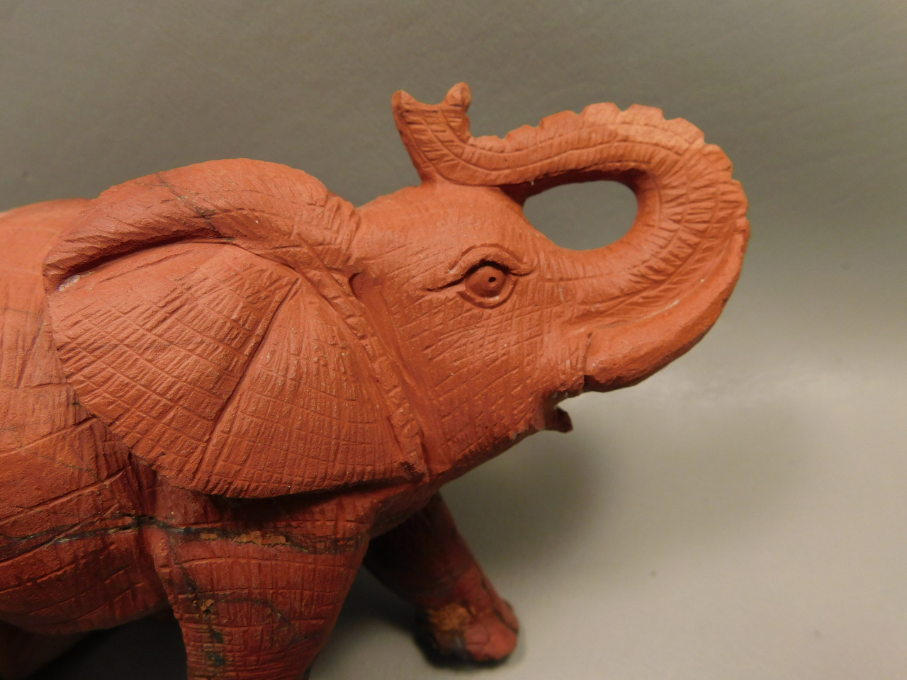 Elephant Figurine Red Jasper 6 inch Stone Animal Carving #O20