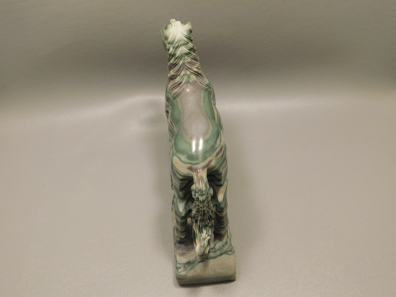 Horse Figurine Banded Marble Zebra Stone Carving Polished Rock #E323