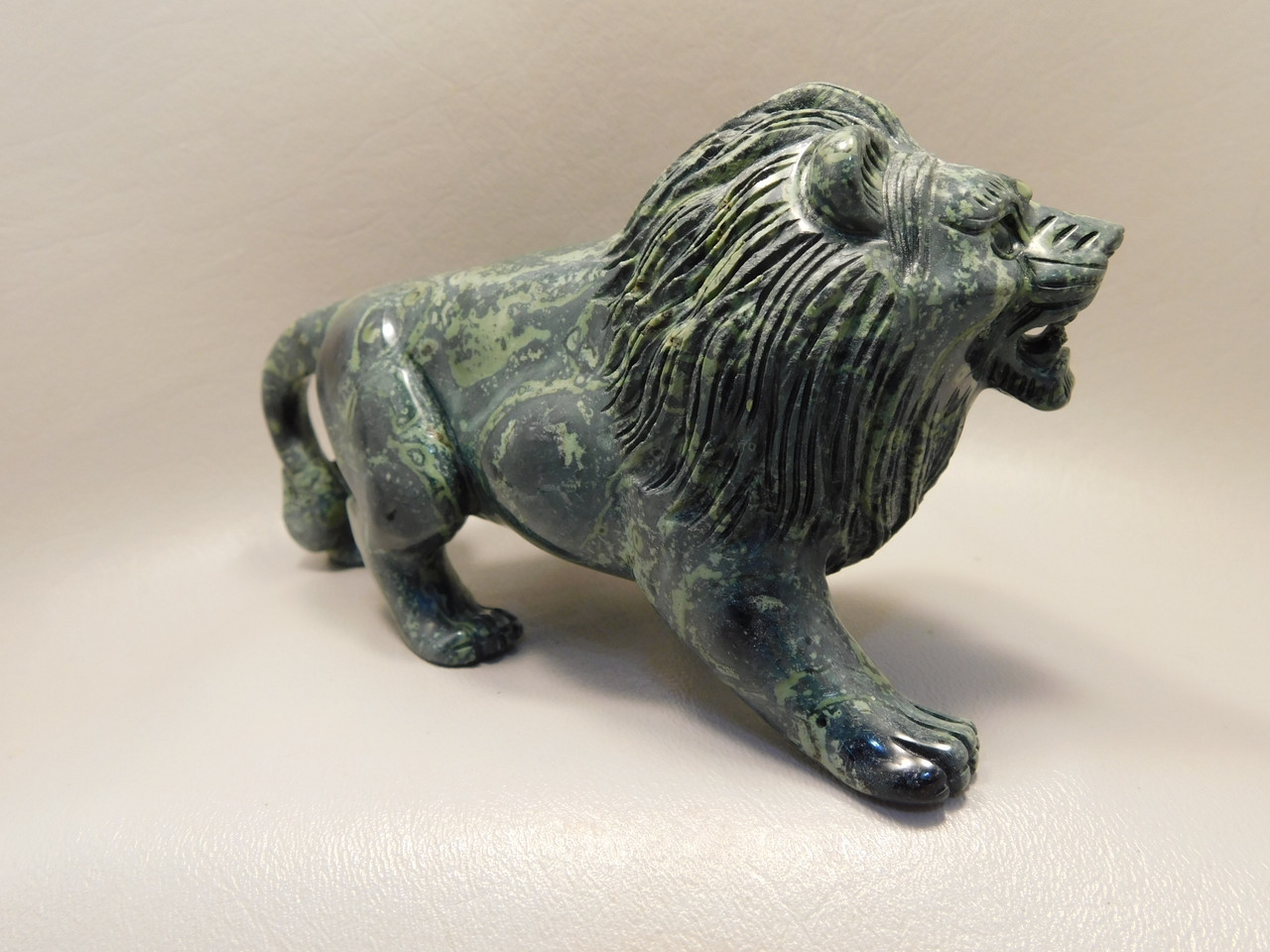 Lion Figurine Carving Kabamba Jasper 6 Inch Stone Animal #O346