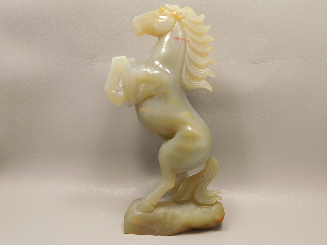 Horse Figurine Gray Agate 8 inch Gemstone Animal Carving #O345