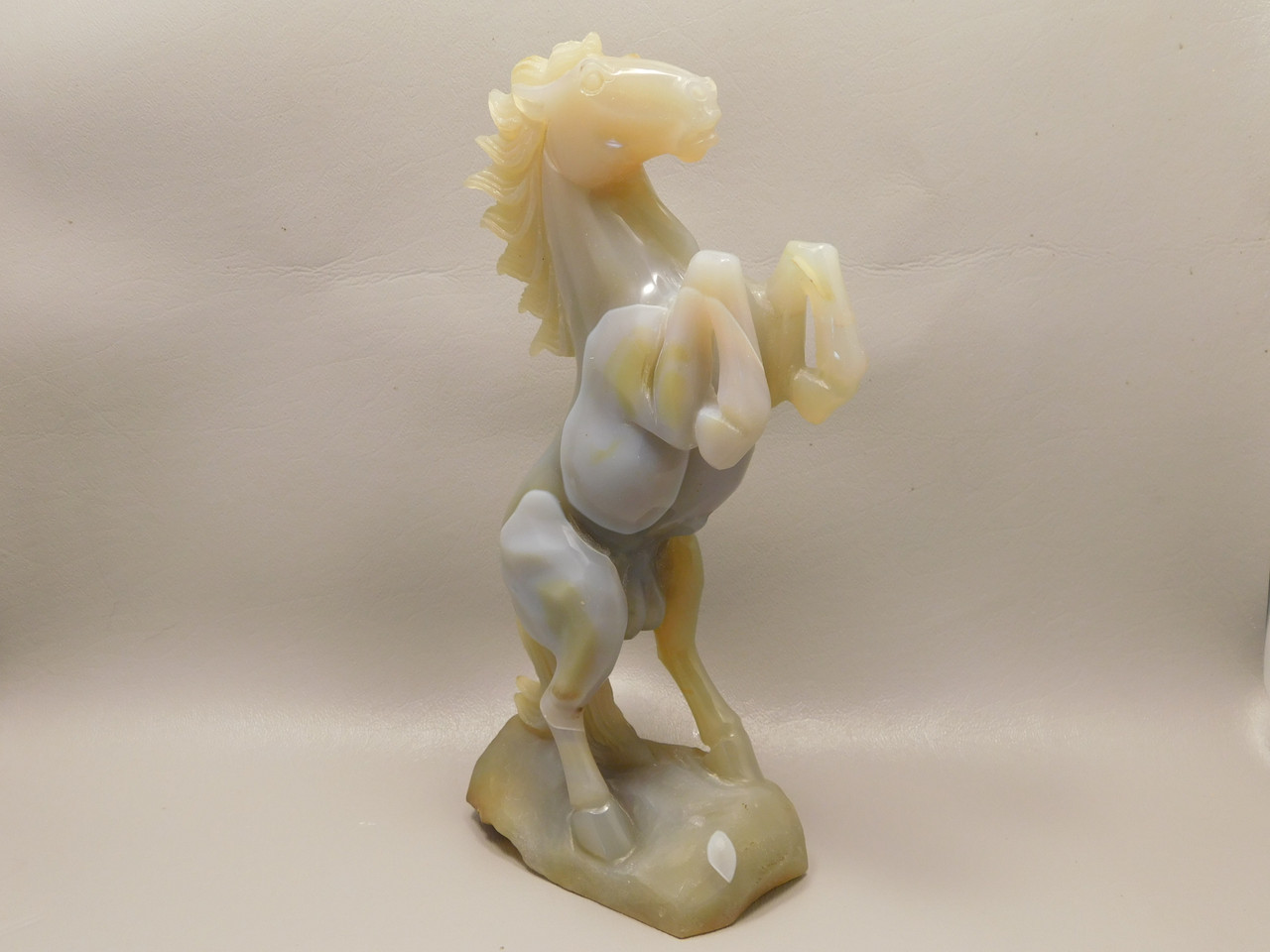 Horse Figurine Gray Agate 8 inch Gemstone Animal Carving #O345