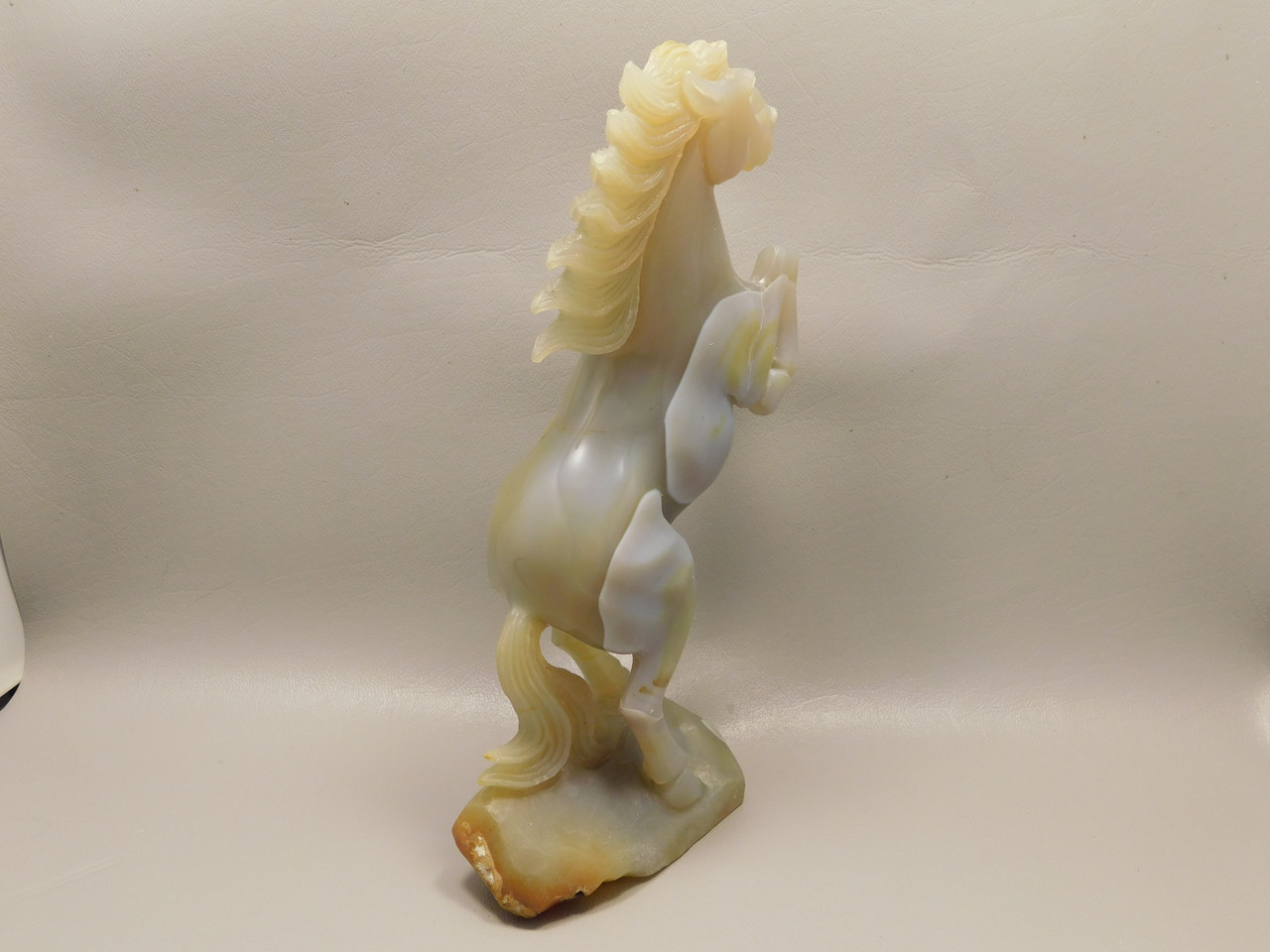 Horse Figurine Gray Agate 8 inch Gemstone Animal Carving #O345
