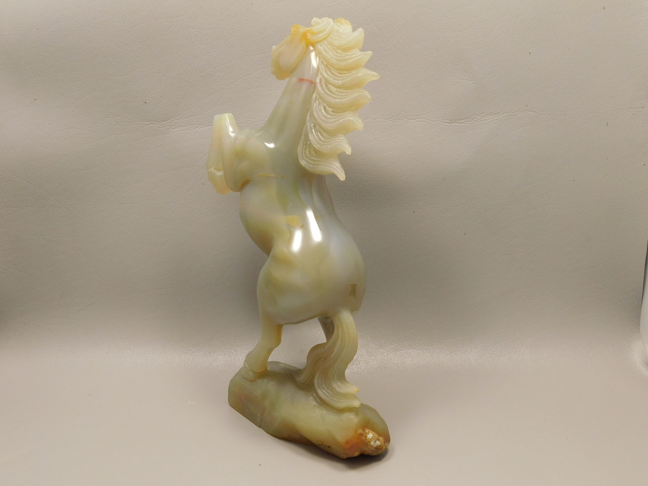 Horse Figurine Gray Agate 8 inch Gemstone Animal Carving #O345