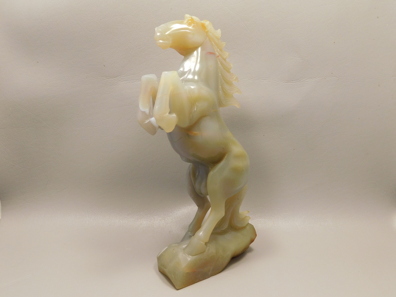 Horse Figurine Gray Agate 8 inch Gemstone Animal Carving #O345