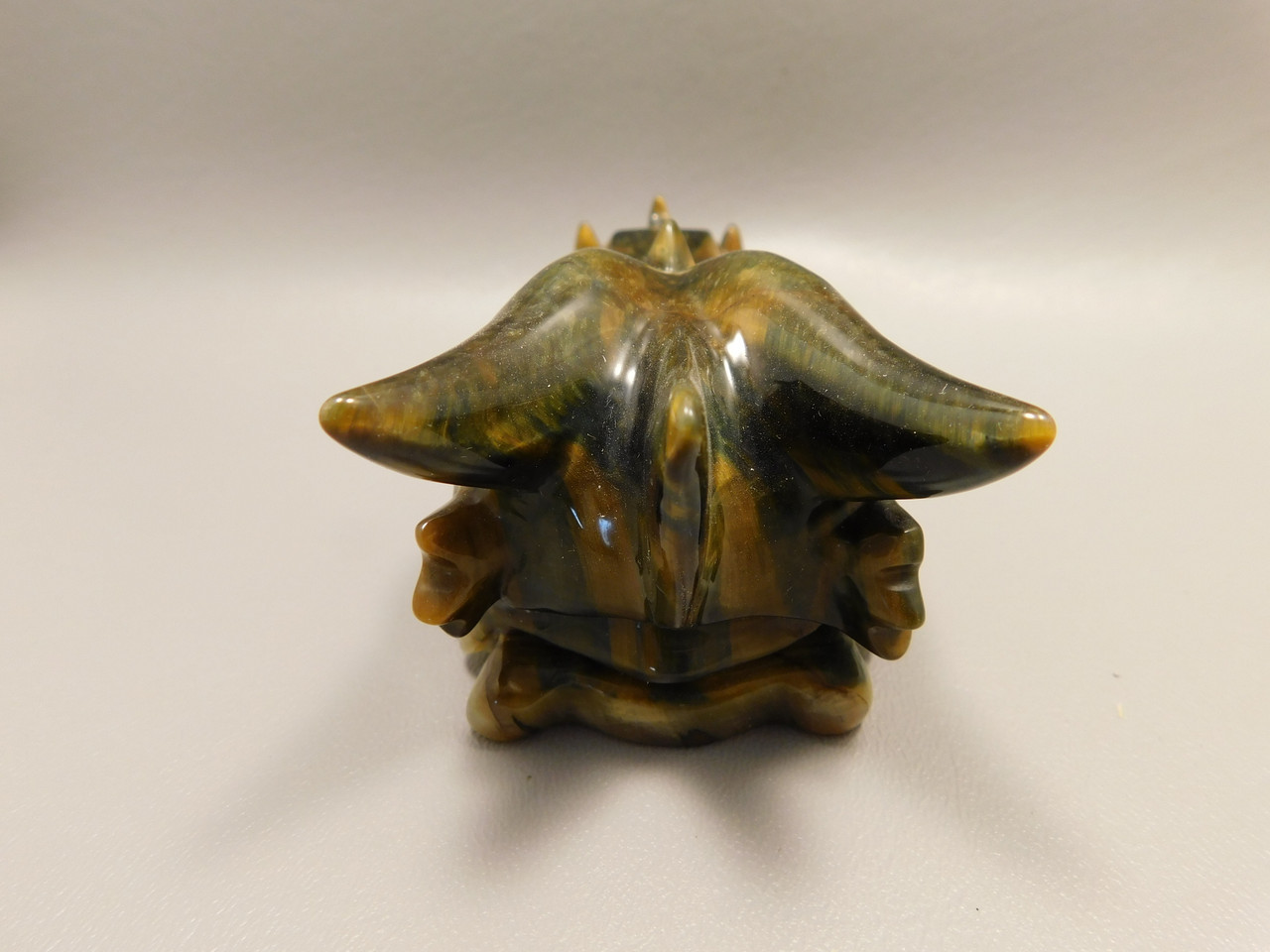 Dragon Head Tiger-Eye Hand-Carved Fantasy Stone Carving #O413