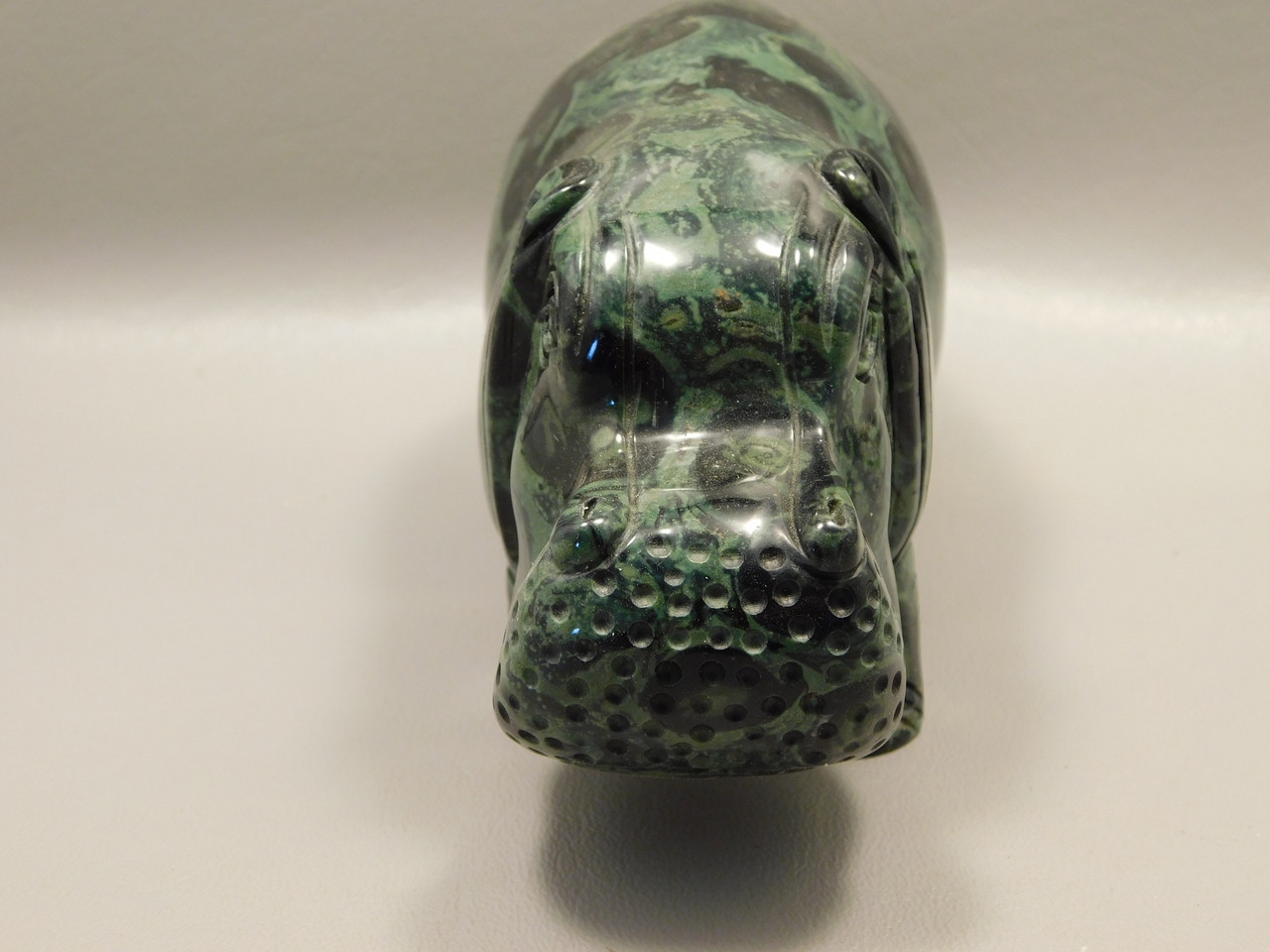 Hippopotamus Stone Figurine 6 inch Kabamba Jasper Animal Carving #O129