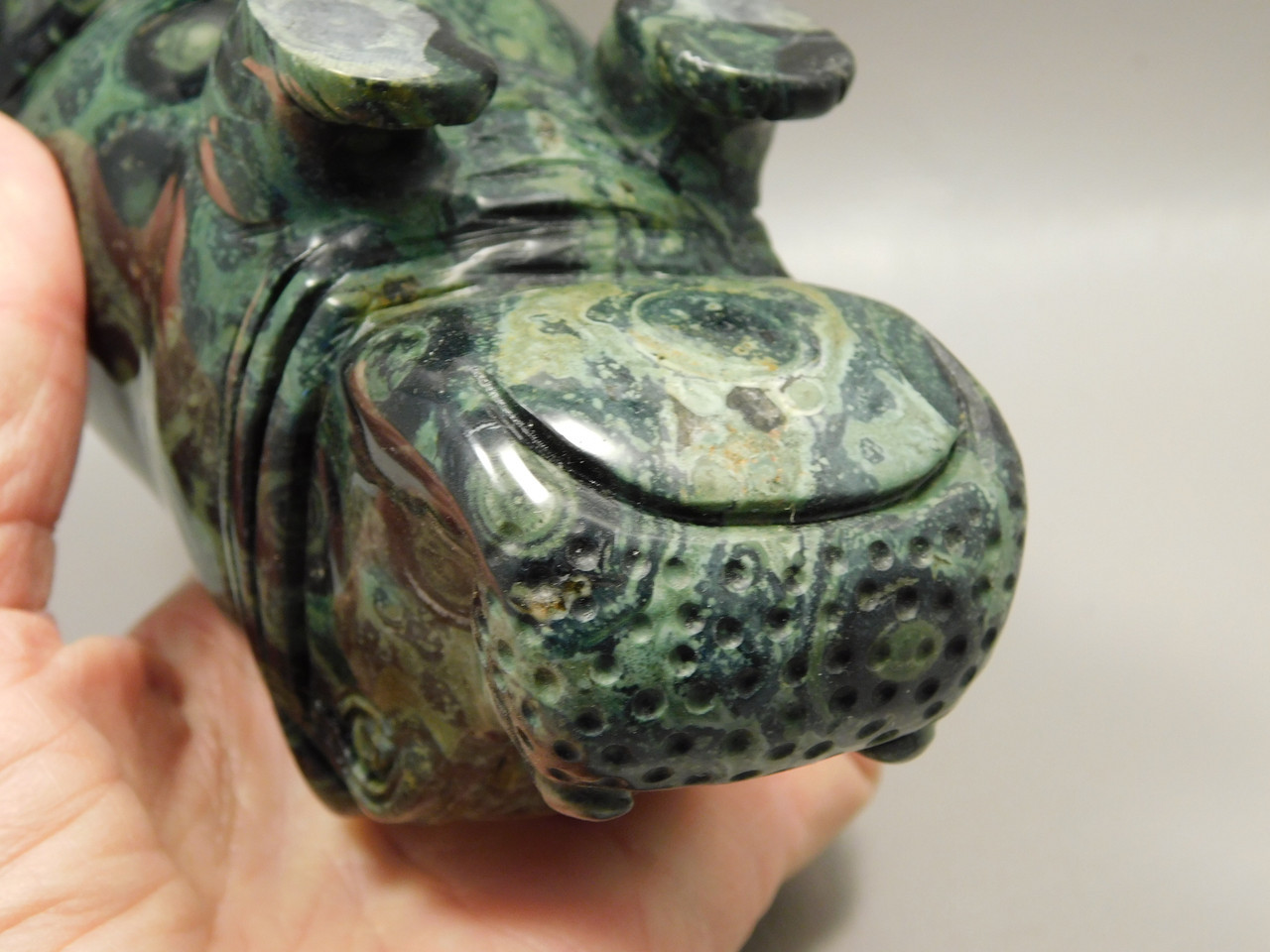 Hippopotamus Stone Figurine 6 inch Kabamba Jasper Animal Carving #O127