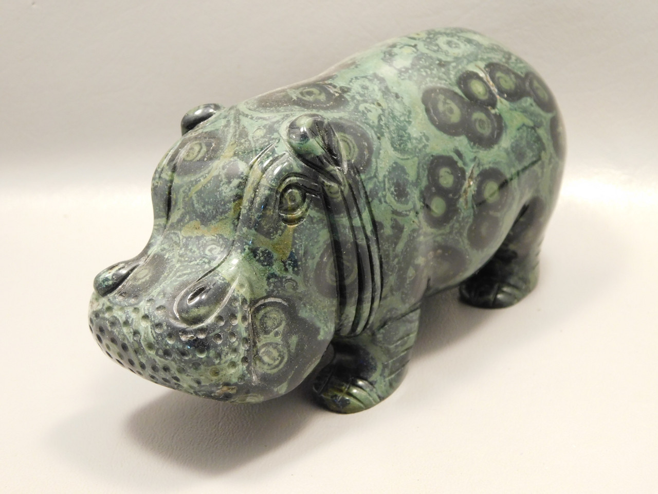 Hippopotamus Stone Figurine 6 inch Kabamba Jasper Animal Carving #O127