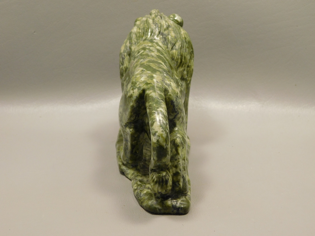 Lion Figurine Carving Epidote Rock 6.75 Inch Stone Animal #O349