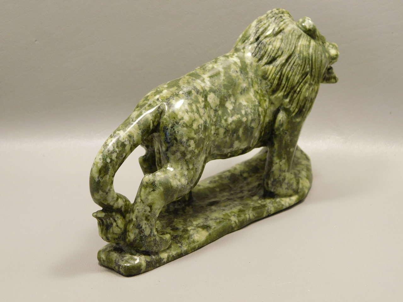 Lion Figurine Carving Epidote Rock 6.75 Inch Stone Animal #O349