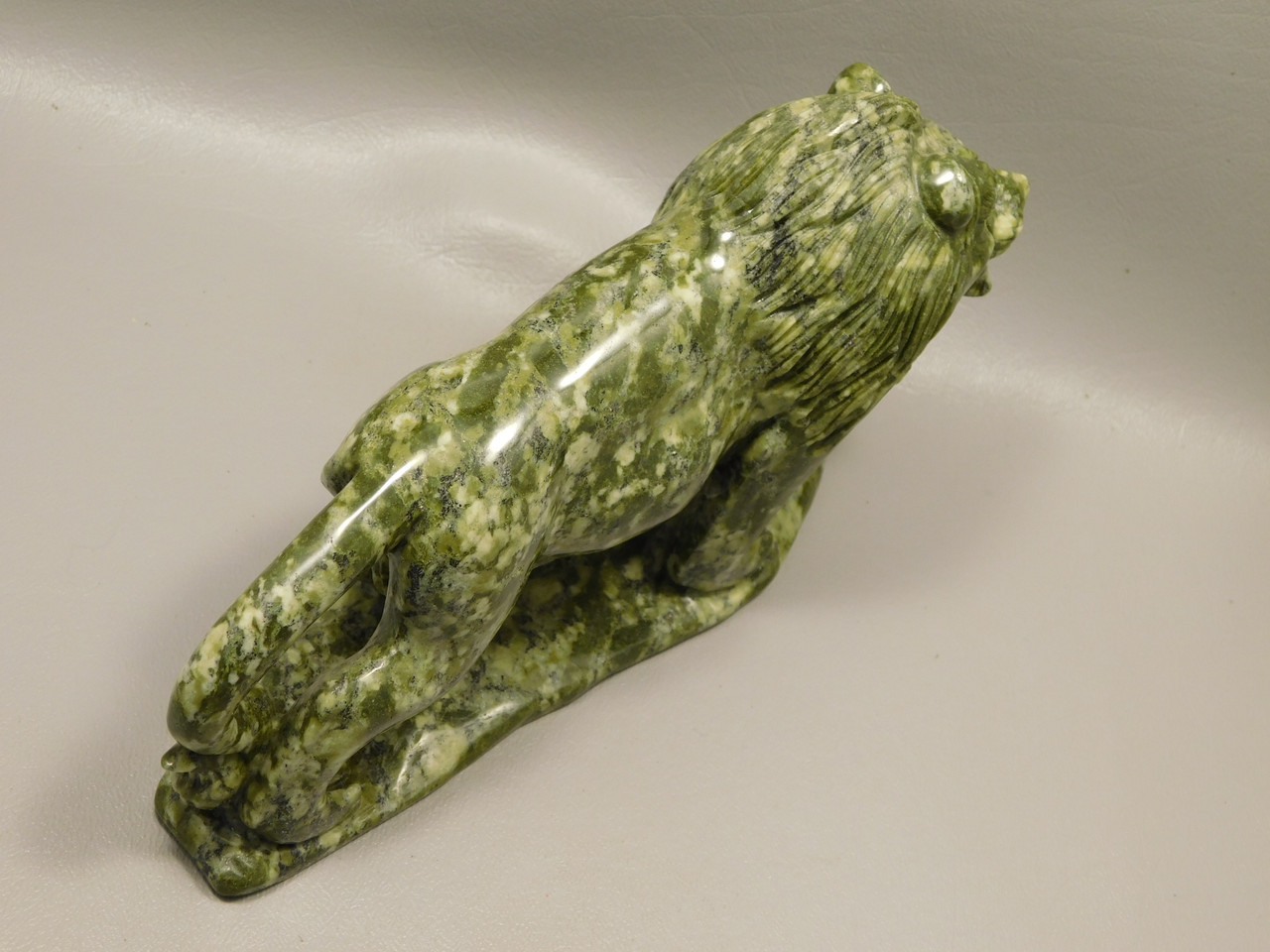 Lion Figurine Carving Epidote Rock 6.75 Inch Stone Animal #O349