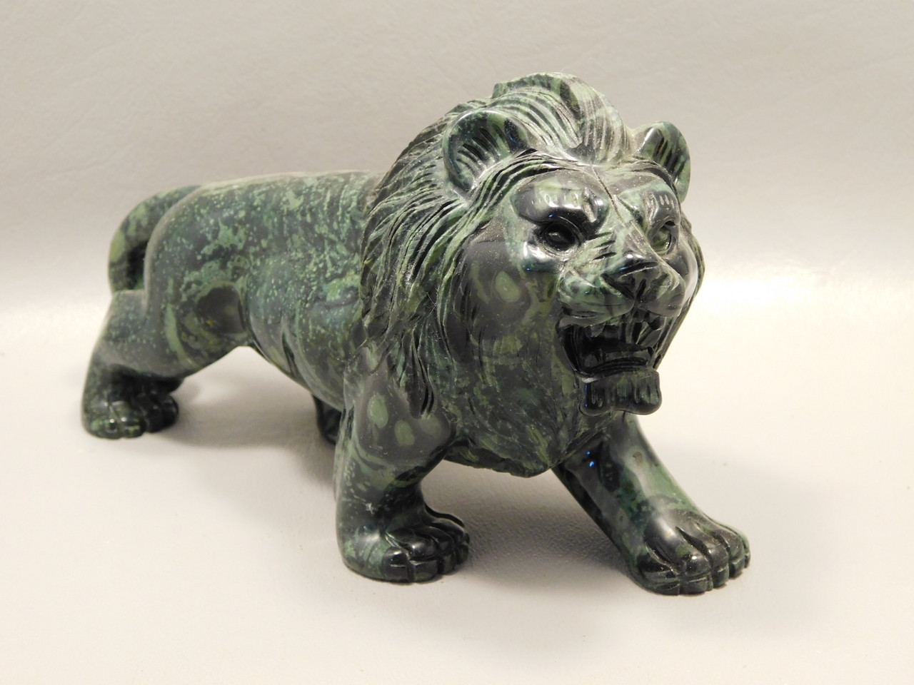 Lion Figurine Carving Kabamba Jasper 6 Inch Stone Animal #O421