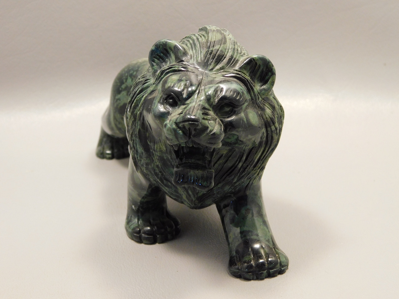 Lion Figurine Carving Kabamba Jasper 6 Inch Stone Animal #O421
