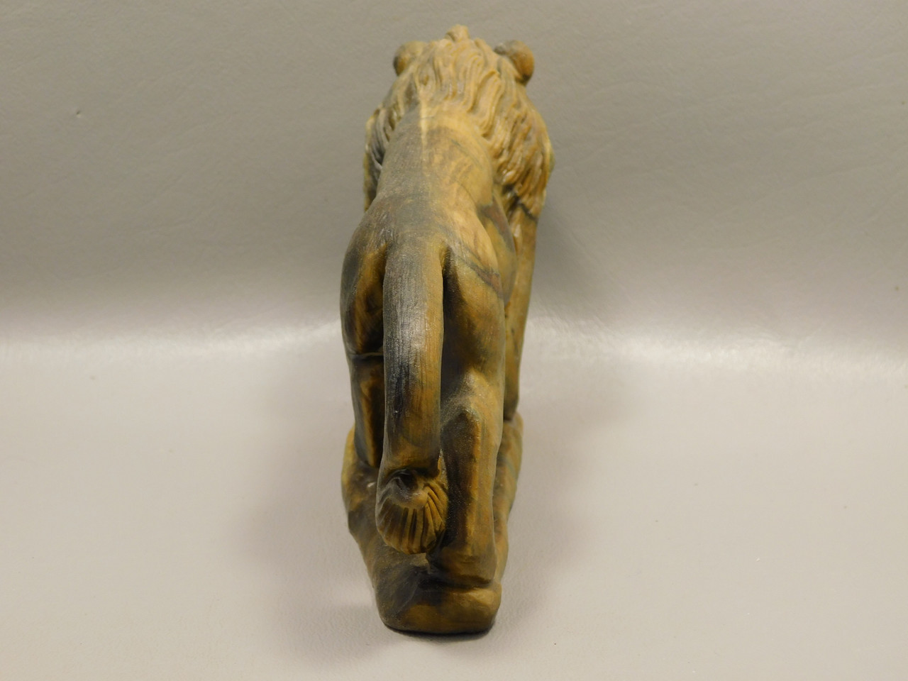 Lion Figurine Tiger-eye 7 Inch Hand Carved Gemstone Animal #O221