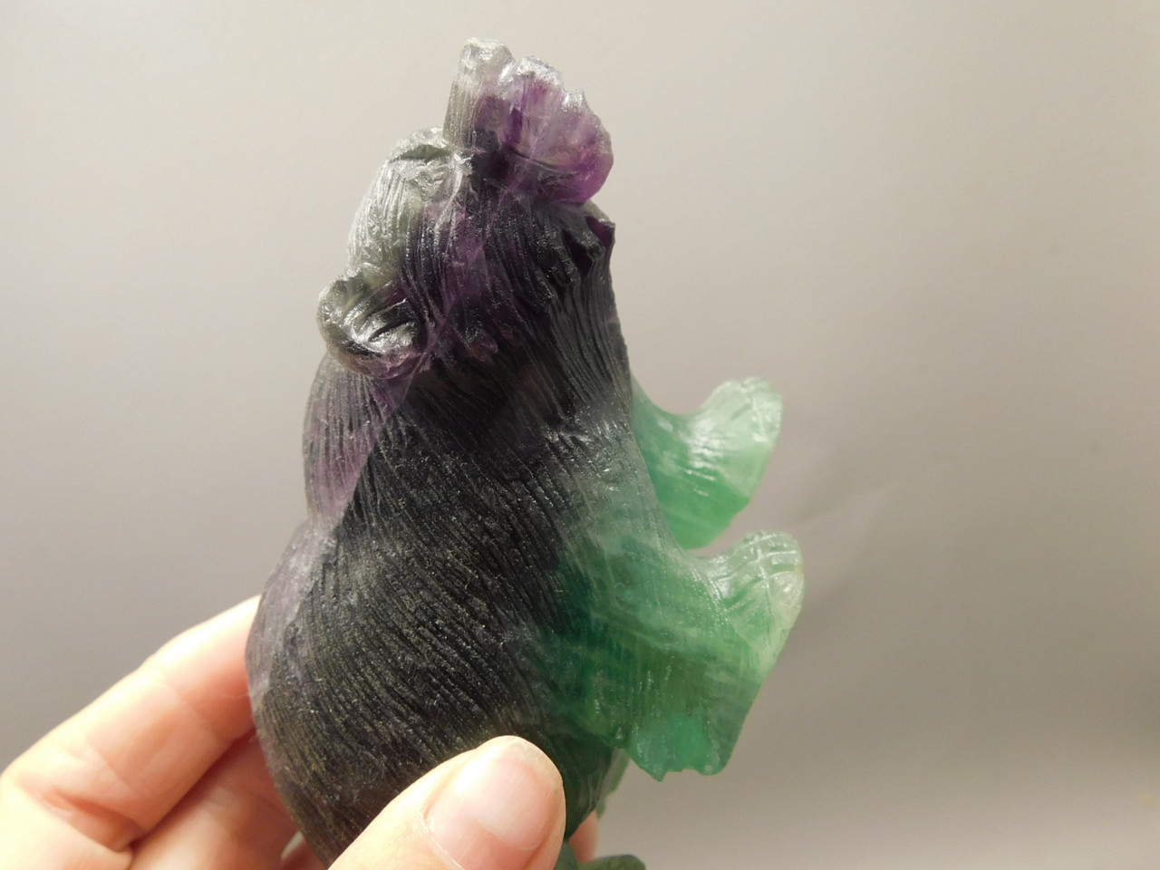 Bear Figurine Gemstone Carved Animal Purple Green Fluorite #O436