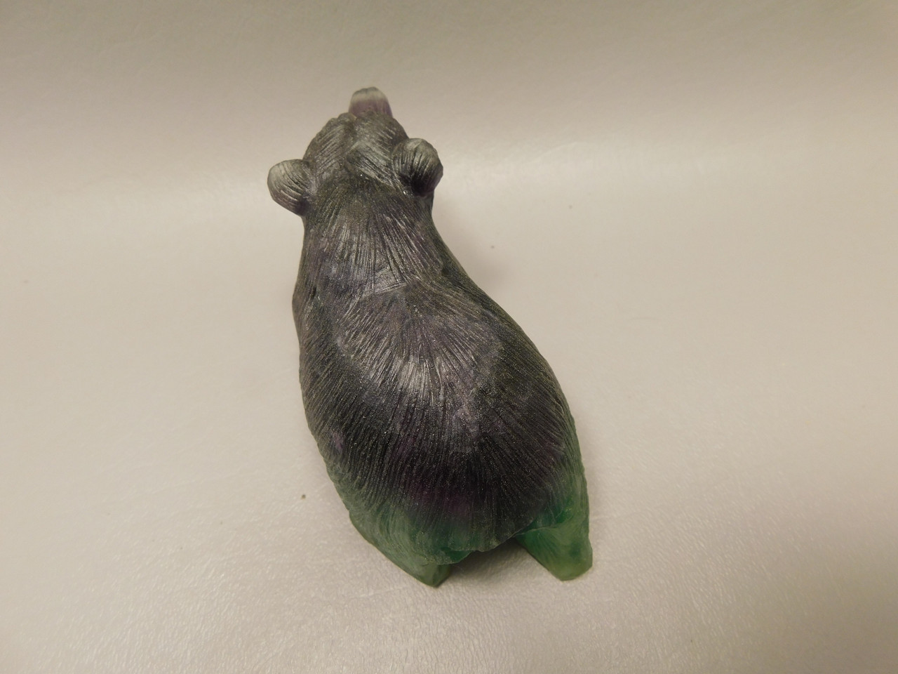 Bear Figurine Gemstone Carved Animal Purple Green Fluorite #O436