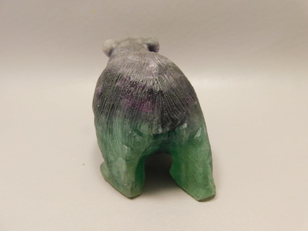 Bear Figurine Gemstone Carved Animal Purple Green Fluorite #O436