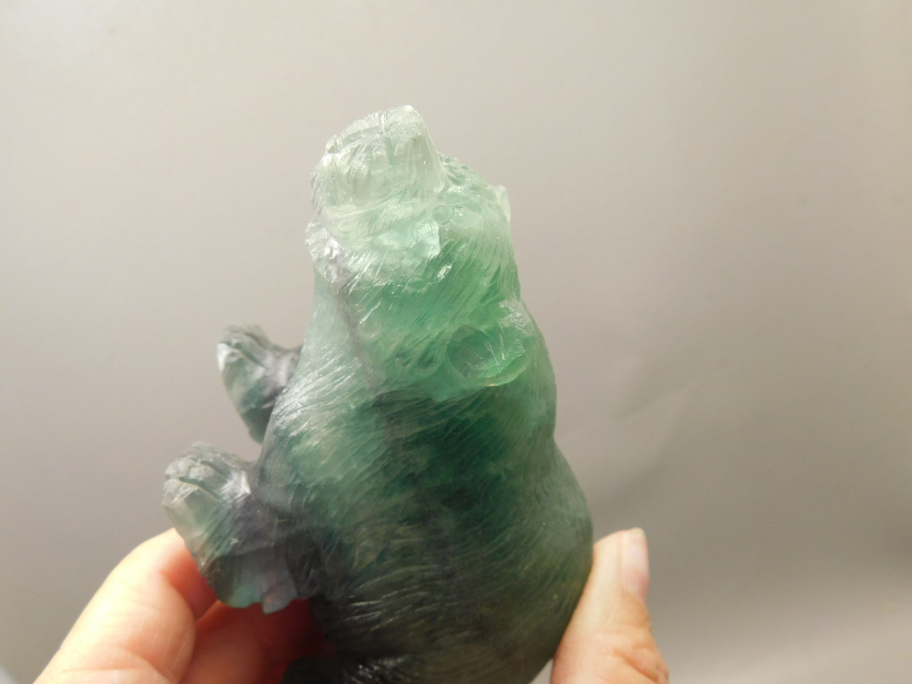 Bear Figurine Gemstone Carved Animal Green Fluorite #O432