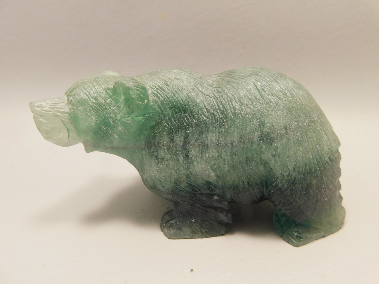 Bear Figurine Gemstone Carved Animal Green Fluorite #O432