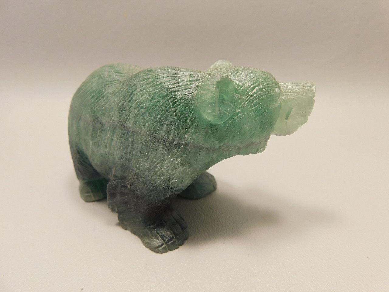 Bear Figurine Gemstone Carved Animal Green Fluorite #O432