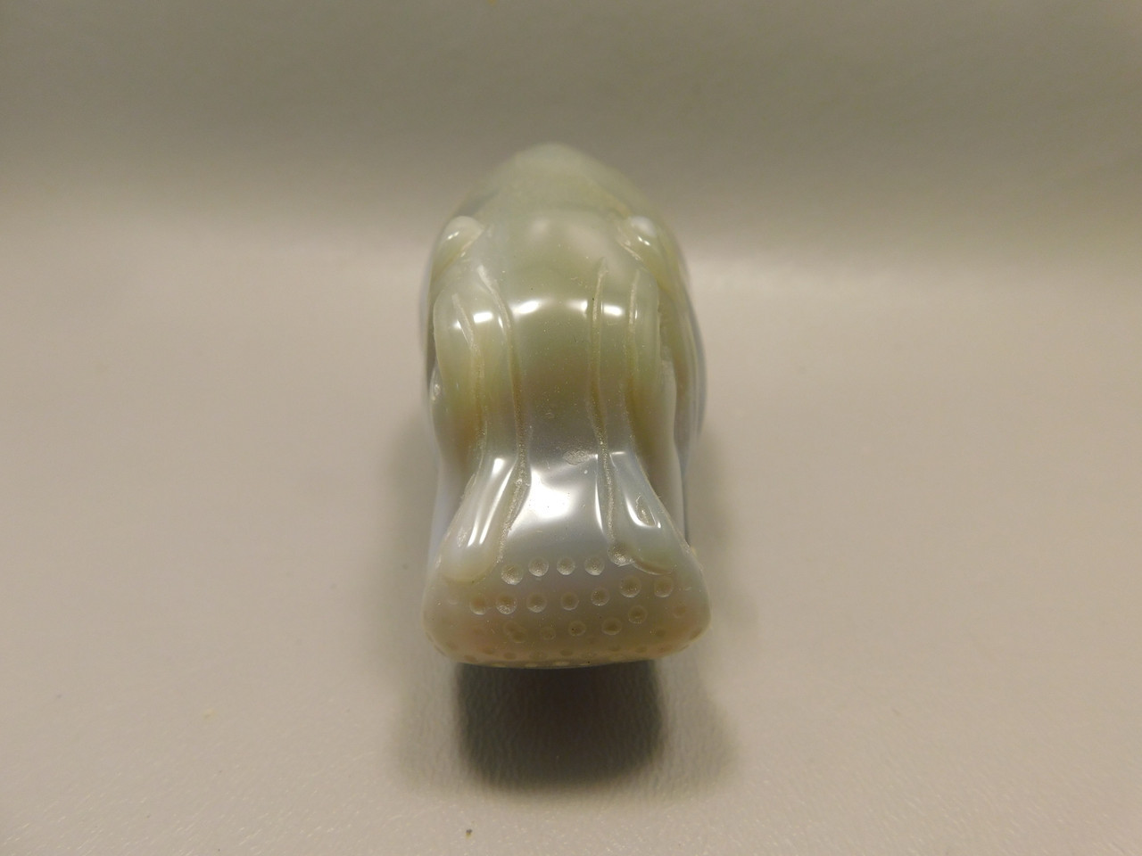 Hippopotamus Figurine Agate 4 inch Gemstone Animal Carving #O510