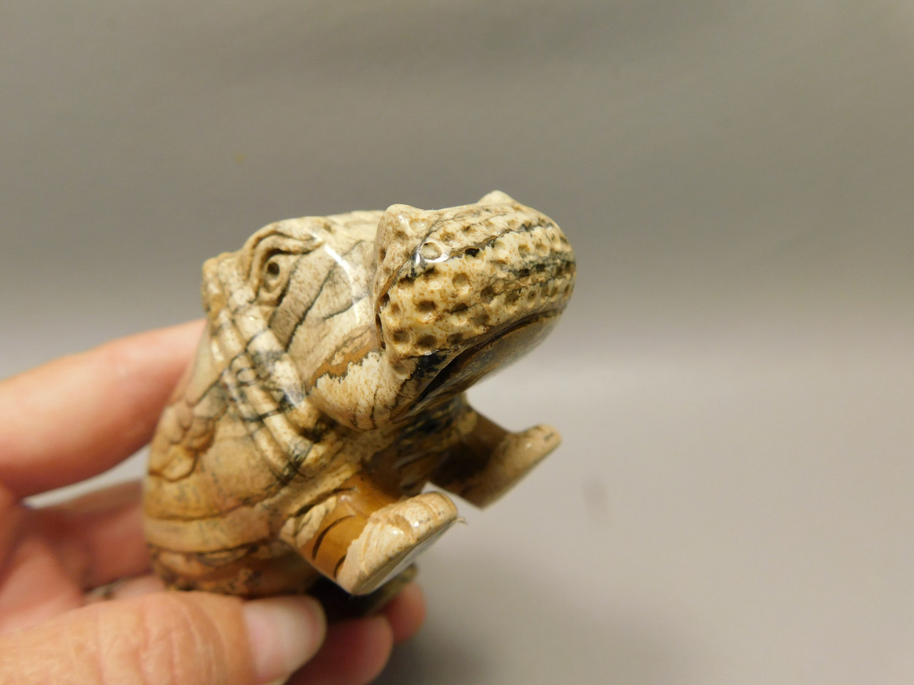 Hippopotamus Figurine Kalahari Jasper Animal Carving #O384