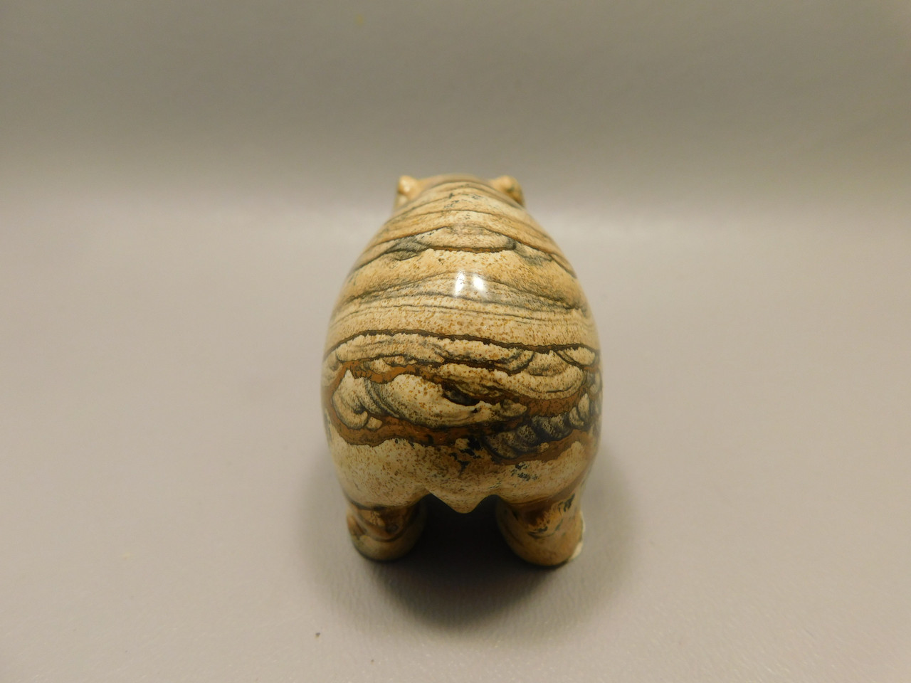 Hippopotamus Figurine Kalahari Jasper Animal Carving #O384