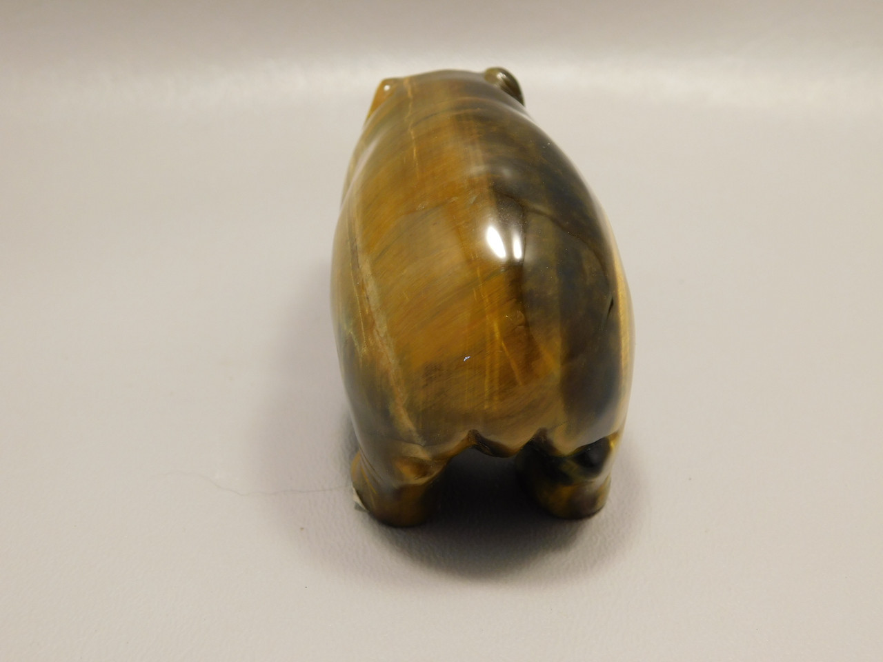 Hippopotamus Figurine Tiger-eye 4 inch Animal Gemstone Carving #O508