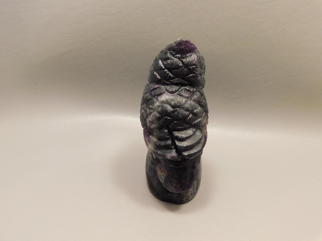 Owl Figurine 3.4 inch Gemstone Animal Carving Purple Fluorite #O417
