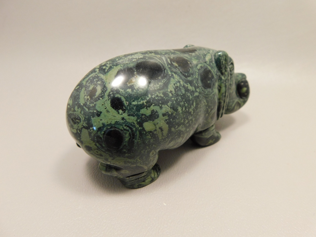 Hippopotamus Stone Figurine 4 inch Kabamba Jasper Animal Carving #O159