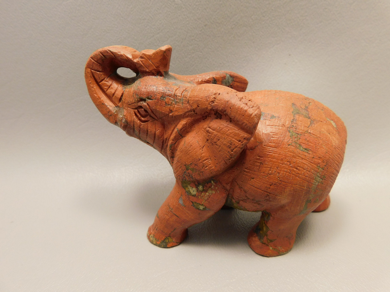 Elephant Figurine Red Jasper 3.75 inch Stone Animal Carving #O464