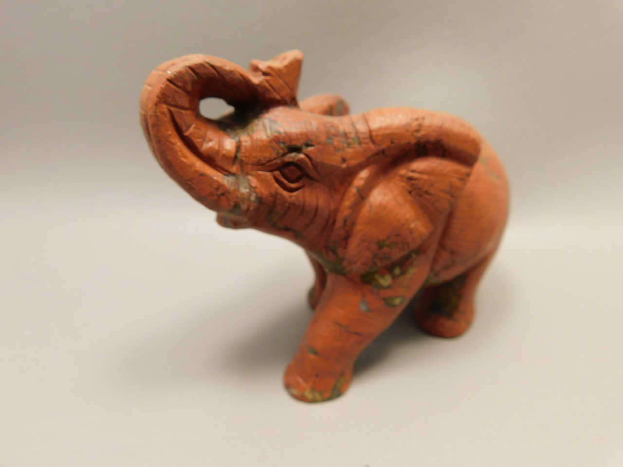 Elephant Figurine Red Jasper 3.75 inch Stone Animal Carving #O464