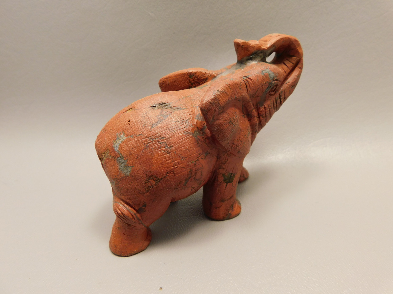 Elephant Figurine Red Jasper 3.75 inch Stone Animal Carving #O464